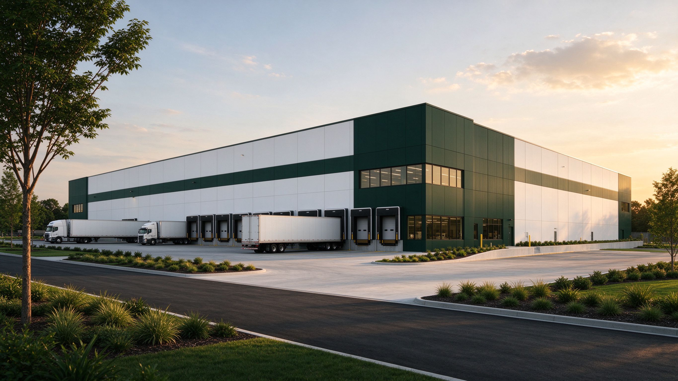 Modern industrial logistics warehouse